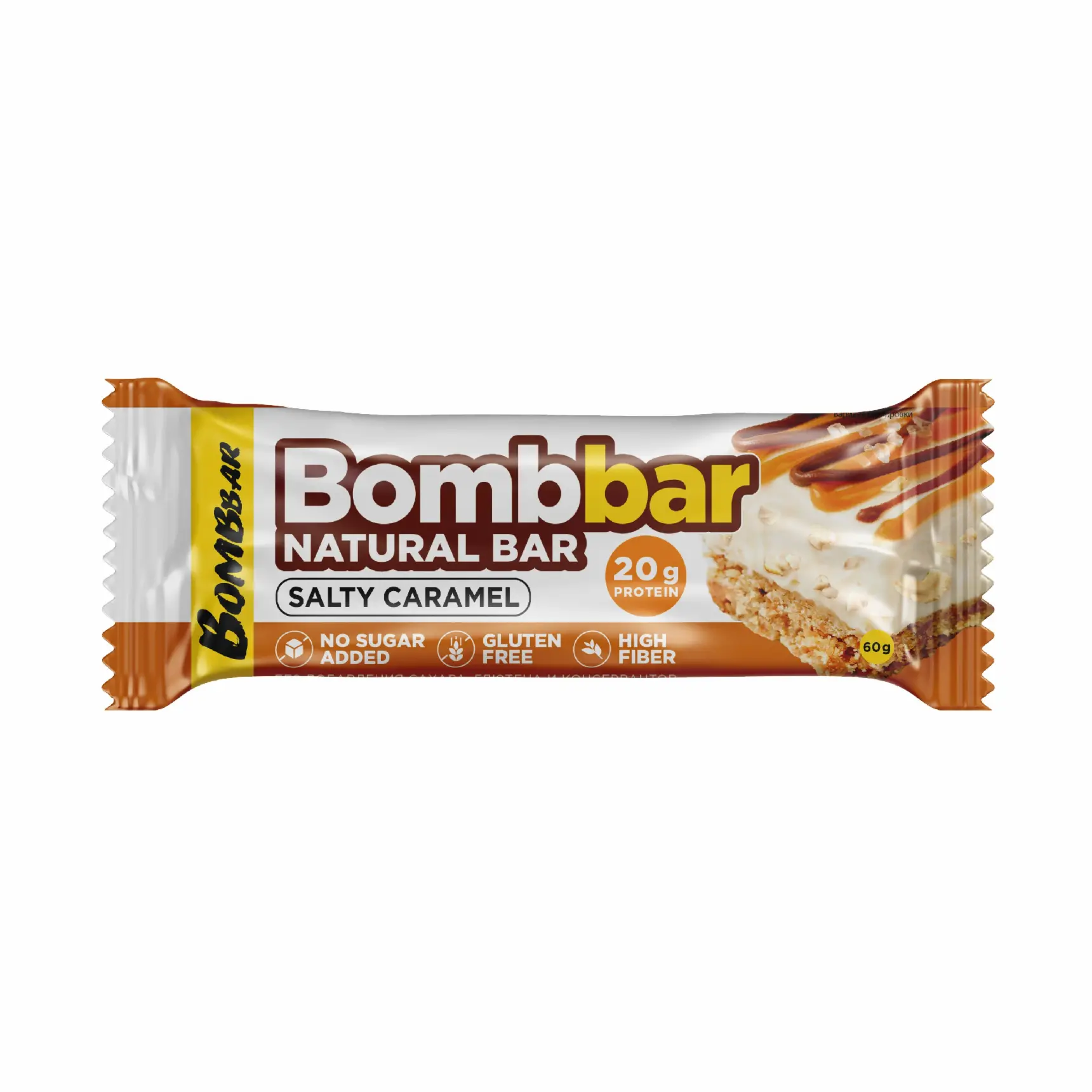 ТМ "BOMBBAR" Батончик неглазированный со вкусом "Солёная карамель" 60г