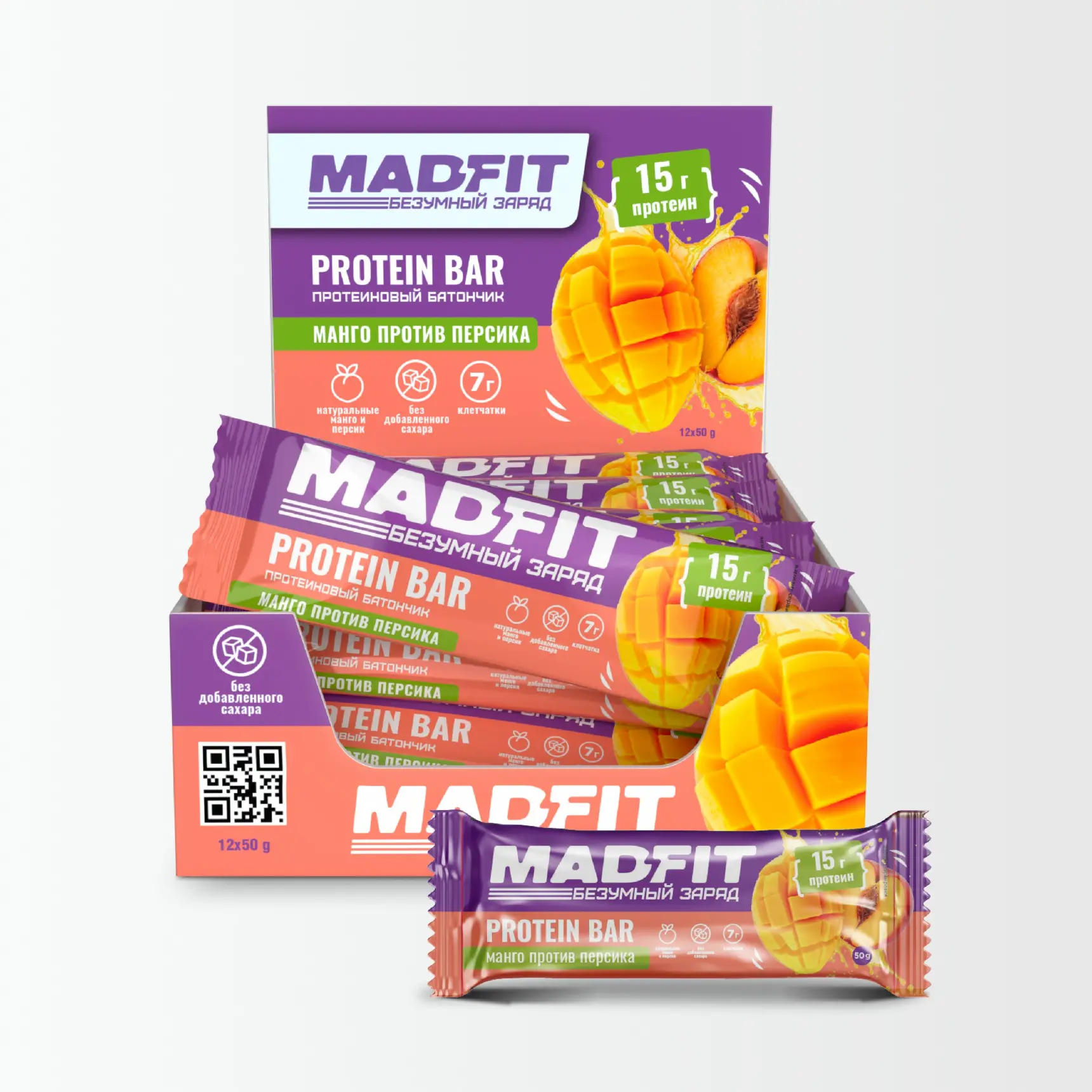 ТМ "Mad Fit" Батончик неглазированный "Персик-манго" 50г