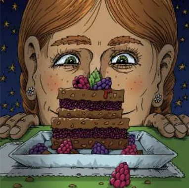 Шоколадный брауни с ежевикой и малиной
