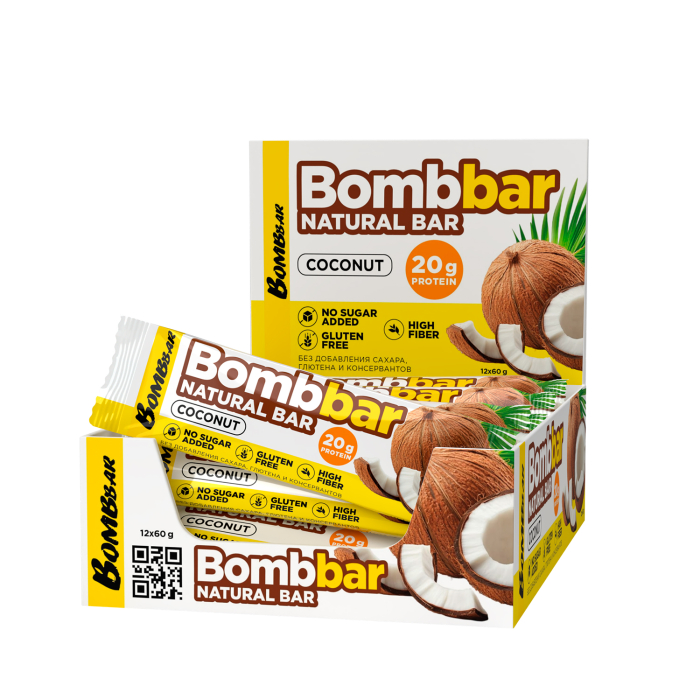 Bombbar Батончик неглазированный, 60 гр (Кокос)