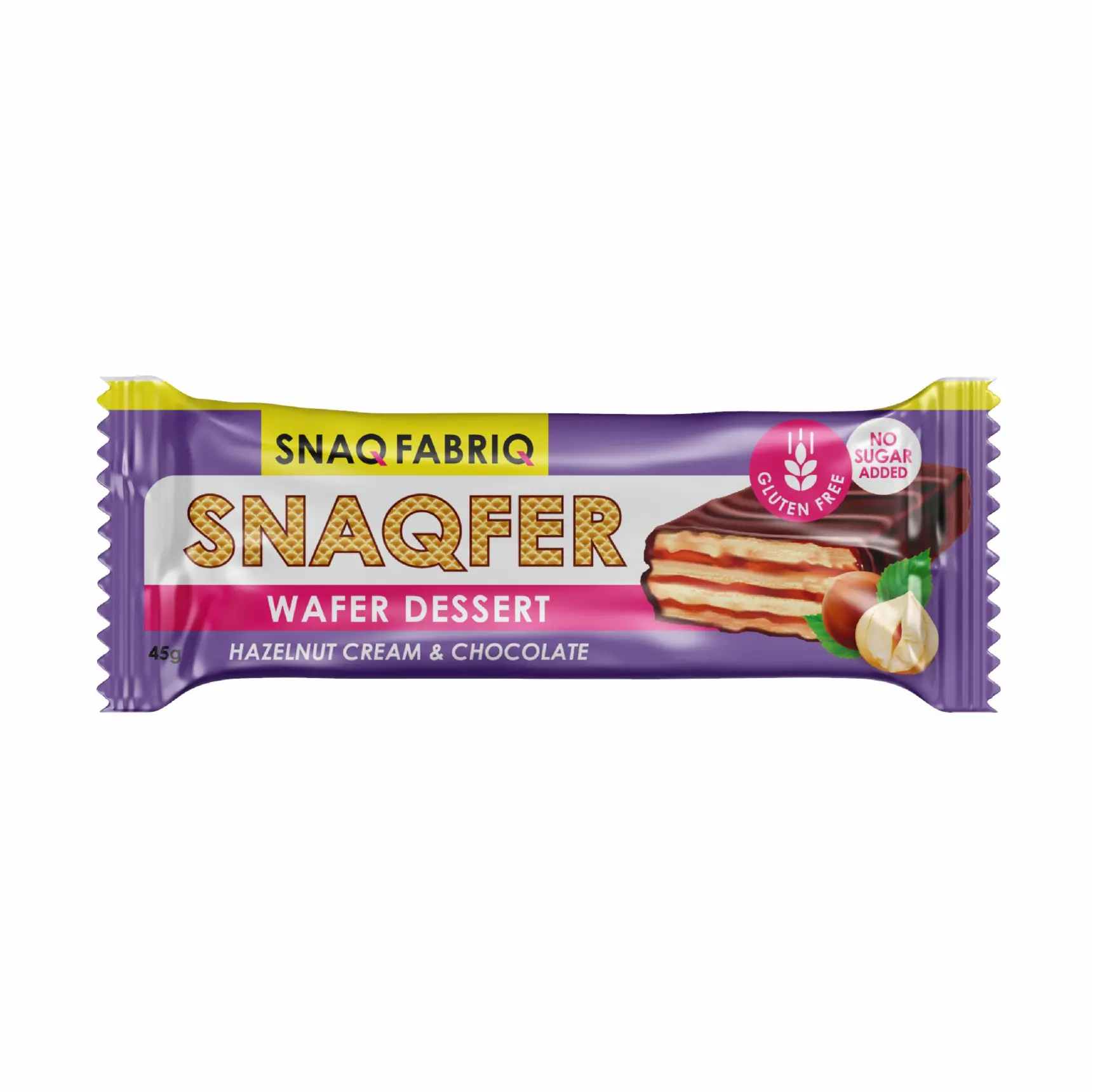 ТМ SNAQ FABRIQ Батончик вафельный глазированный со вкусом "Фундучный крем и бельгийский шоколад" 45 г